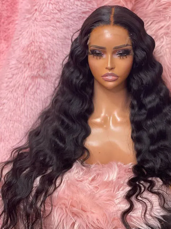 24hrs shipping Chinalacewig Deep Wave 136 HD Lace Virgin Human Hair Wig With Pre Plucked NCF88