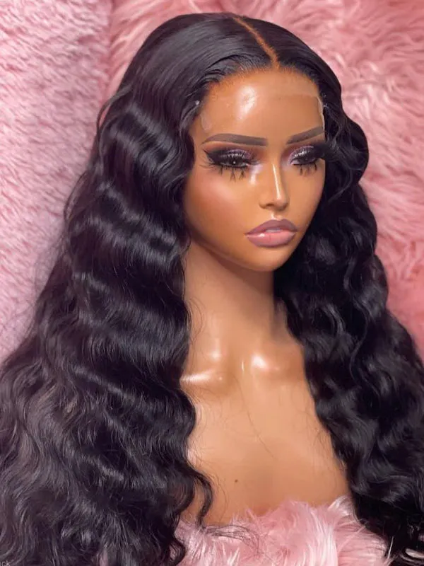 24hrs shipping Chinalacewig Deep Wave 136 HD Lace Virgin Human Hair Wig With Pre Plucked NCF88