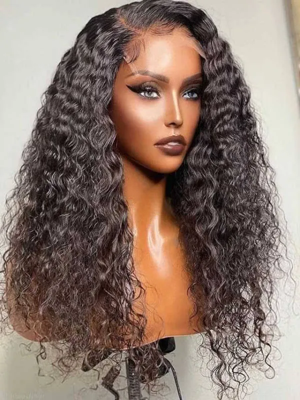 24hrs shipping PrePlucked 136 HD Lace Front Black Color Deep Curly Wig For Woman  NCF84