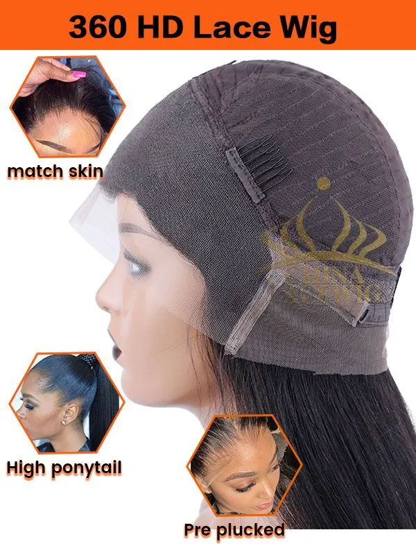 Black Friday 24hrs shipping Chinalacewig 360 Undetectable HD Lace Deep Curly Wig Pre-plucked Hairline BK05