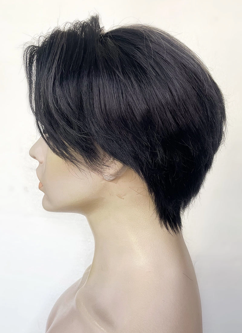 Blonde Black Split Gemini Color Straight Lace Front Synthetic Men's Wig LF6018