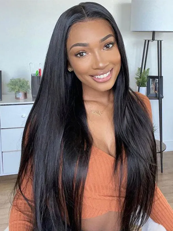 Buy 1 Get 1 Free Wig Chinalacewig 8x6 Royal 007 Lace Wig Natural Black Color Silk Straight Wear &Go Breathable Cap Wig CL021