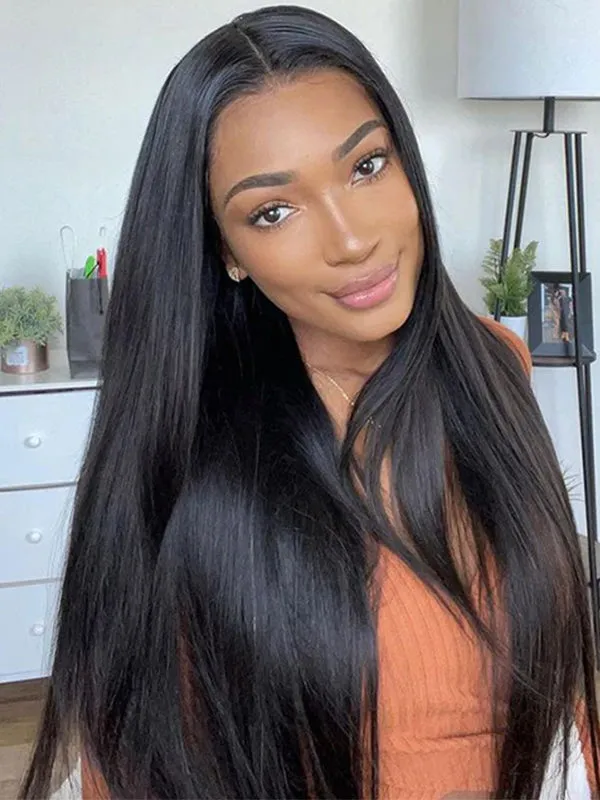 Buy 1 Get 1 Free Wig Chinalacewig 8x6 Royal 007 Lace Wig Natural Black Color Silk Straight Wear &Go Breathable Cap Wig CL021