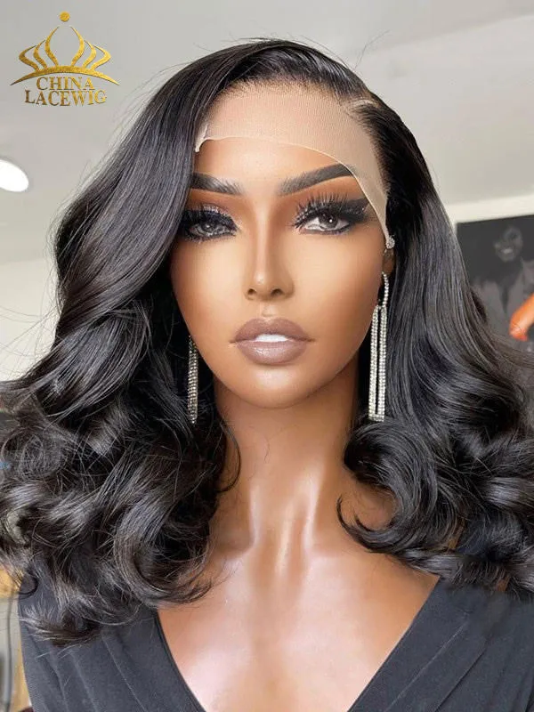 Chinalacewig Brazilian 100% Virgin Human Hair Body Wave Pre Plucked 13X6 Film HD Lace Wig NCF114