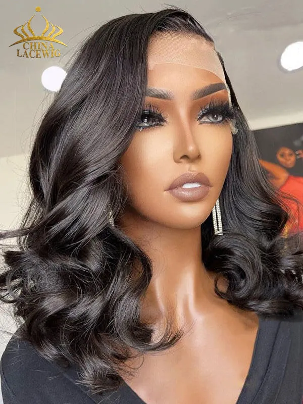 Chinalacewig Brazilian 100% Virgin Human Hair Body Wave Pre Plucked 13X6 Film HD Lace Wig NCF114