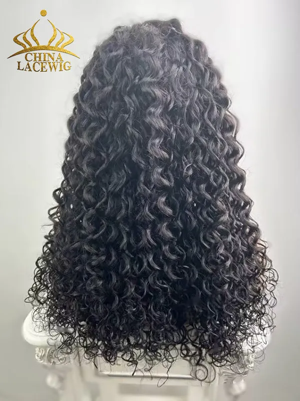Chinalacewig Glueless Human Hair Lace Front Wig Loose Curly Twist Style Wigs