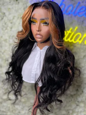 Chinalacewig Highlight Color Body Wave 5x5 HD Lace Closure Wig NCF79