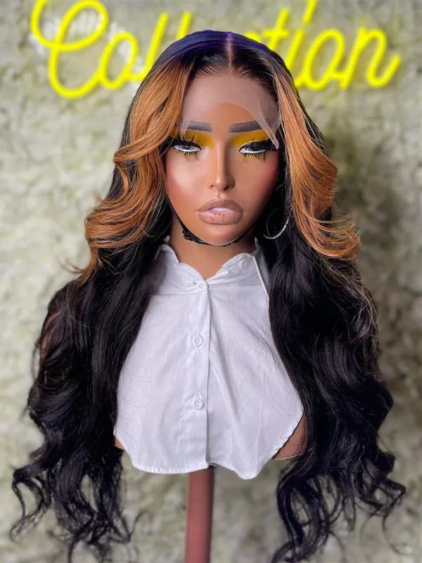 Chinalacewig Highlight Color Body Wave 5x5 HD Lace Closure Wig NCF79