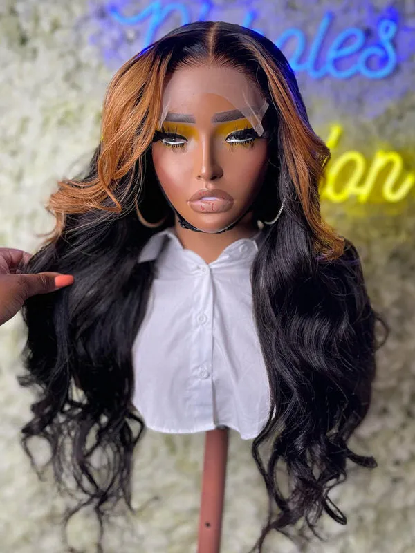 Chinalacewig Highlight Color Body Wave 5x5 HD Lace Closure Wig NCF79
