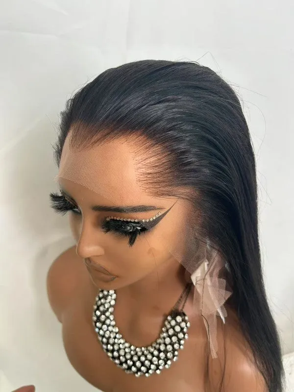 Chinalacewig Natural Lagos Hairline Straight 13x6 HD Lace Front Wig Human Hair No Glue Needed CF08