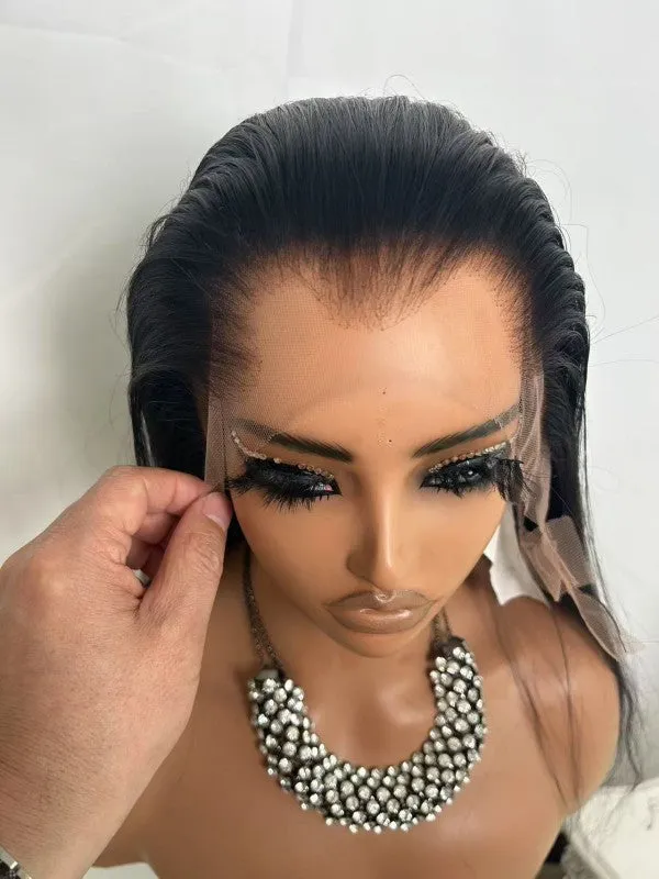 Chinalacewig Natural Lagos Hairline Straight 13x6 HD Lace Front Wig Human Hair No Glue Needed CF08
