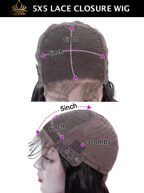 Chinalacewig Type 4C Edges Curly Baby Hairline Undetectable 5x5 HD Lace Front Wig Kinky Straight NEW007