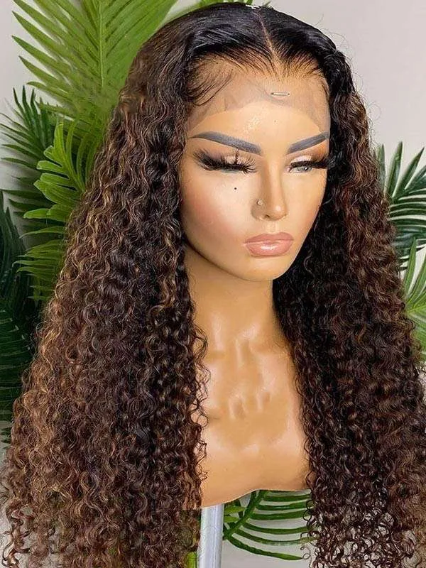 Chinalacewig Undetectable HD Lace Highlight Color Curly 13x6 Lace Front  Wigs CF313