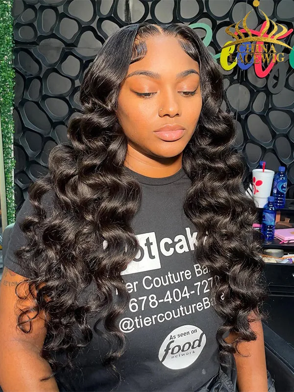 Chinalacewig Undetectable HD Lace Loose Wave Lace Front Wig With Pre-plucked Hairline NCF095