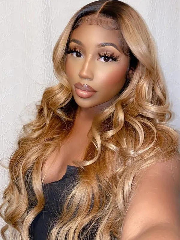 Chinalacewig Undetectable HD Lace Ombre Color Body Wave 13x6 Lace Front Wigs CF401