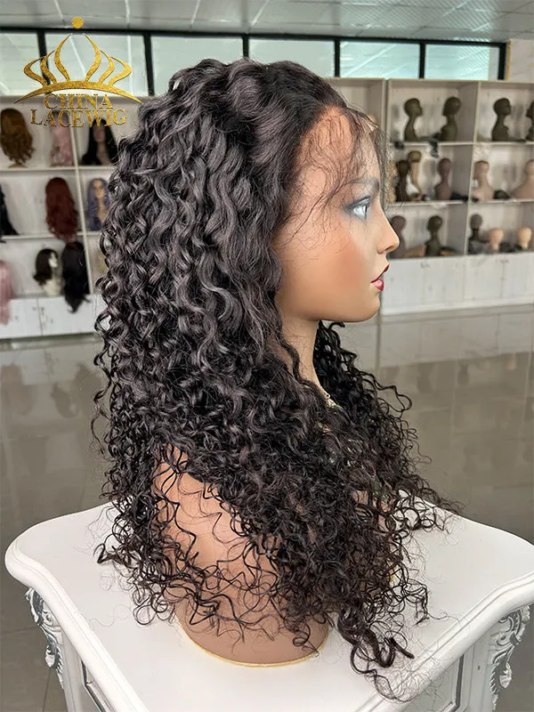 Chinalacewig Undetectable Lace Human Hair Loose Curly 360 Lace Frontal Wig CF361