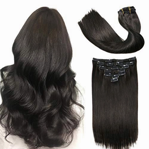 Clip In Human Hair Extensions Thicken Double Weft 9A Brazilian Hair 7pcs