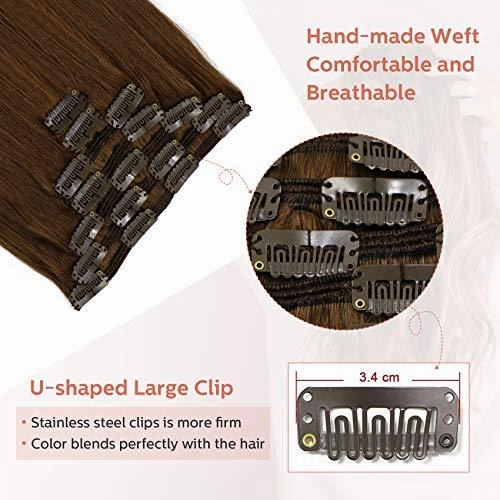 Clip In Human Hair Extensions Thicken Double Weft 9A Brazilian Hair 7pcs