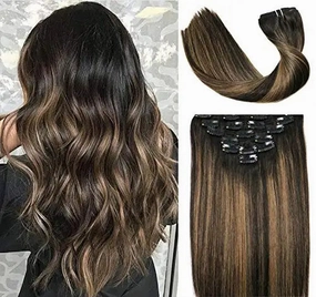 Clip In Human Hair Extensions Thicken Double Weft 9A Brazilian Hair 7pcs