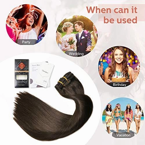 Clip In Human Hair Extensions Thicken Double Weft 9A Brazilian Hair 7pcs