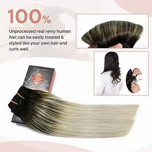 Clip In Human Hair Extensions Thicken Double Weft 9A Brazilian Hair 7pcs