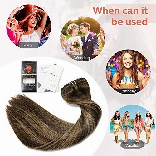 Clip In Human Hair Extensions Thicken Double Weft 9A Brazilian Hair 7pcs