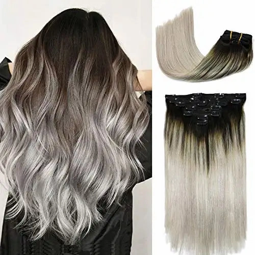 Clip In Human Hair Extensions Thicken Double Weft 9A Brazilian Hair 7pcs