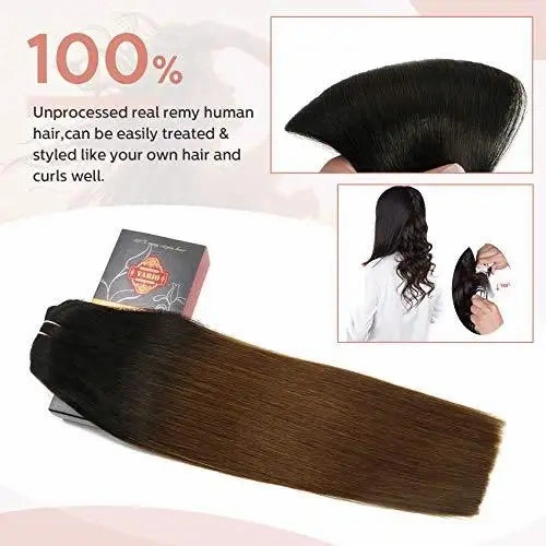 Clip In Human Hair Extensions Thicken Double Weft 9A Brazilian Hair 7pcs