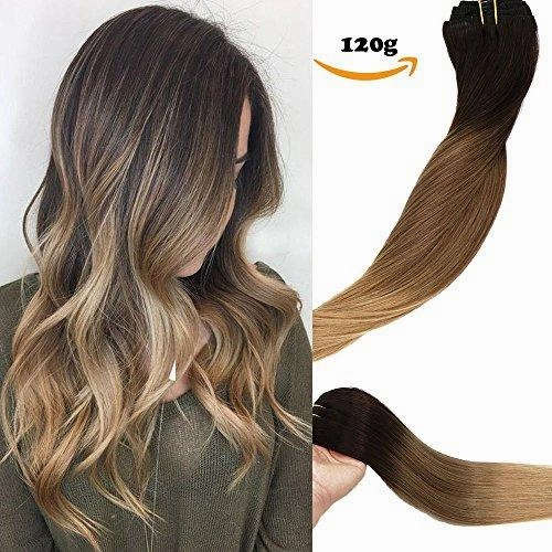 Clip In Human Hair Extensions Thicken Double Weft 9A Brazilian Hair 7pcs