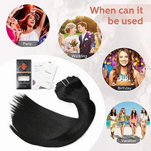 Clip In Human Hair Extensions Thicken Double Weft 9A Brazilian Hair 7pcs