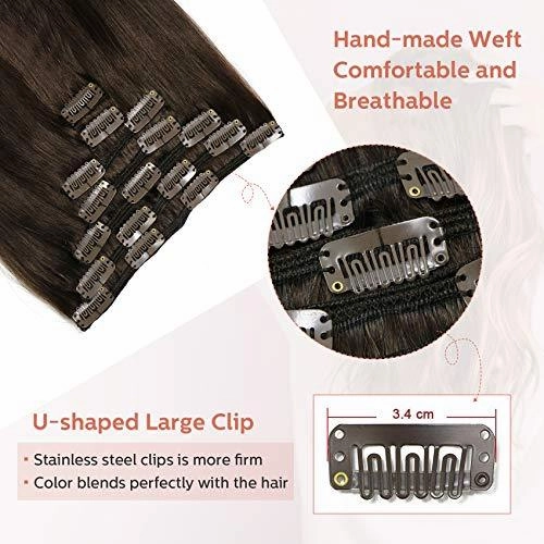 Clip In Human Hair Extensions Thicken Double Weft 9A Brazilian Hair 7pcs