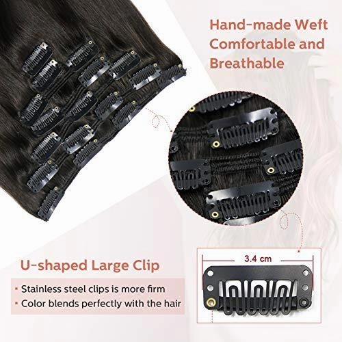 Clip In Human Hair Extensions Thicken Double Weft 9A Brazilian Hair 7pcs