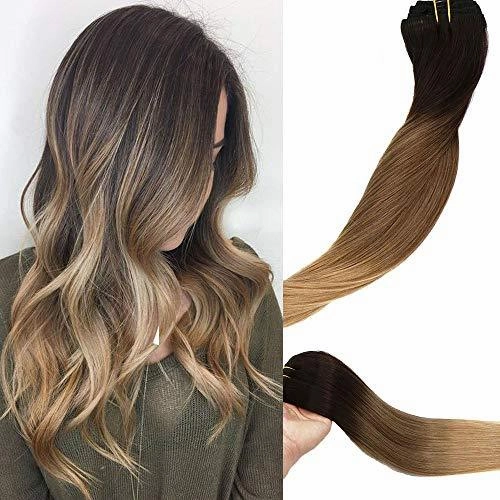 Clip In Human Hair Extensions Thicken Double Weft 9A Brazilian Hair 7pcs
