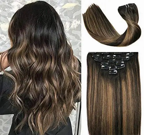Clip In Human Hair Extensions Thicken Double Weft 9A Brazilian Hair 7pcs