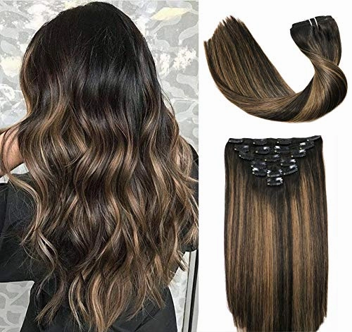 Clip In Human Hair Extensions Thicken Double Weft 9A Brazilian Hair 7pcs