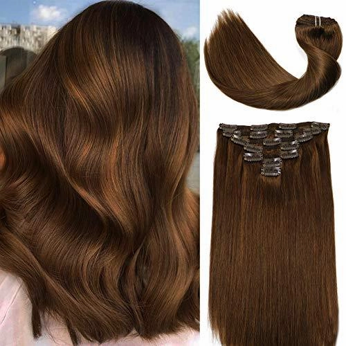 Clip In Human Hair Extensions Thicken Double Weft 9A Brazilian Hair 7pcs