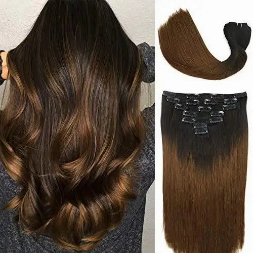 Clip In Human Hair Extensions Thicken Double Weft 9A Brazilian Hair 7pcs