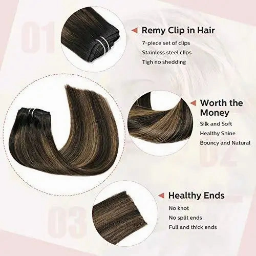 Clip In Human Hair Extensions Thicken Double Weft 9A Brazilian Hair 7pcs