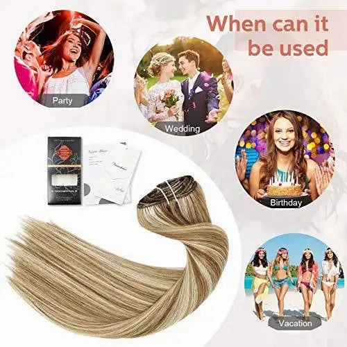 Clip In Human Hair Extensions Thicken Double Weft 9A Brazilian Hair 7pcs