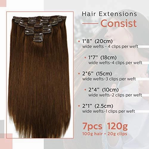 Clip In Human Hair Extensions Thicken Double Weft 9A Brazilian Hair 7pcs