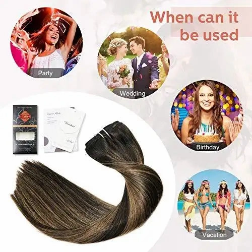 Clip In Human Hair Extensions Thicken Double Weft 9A Brazilian Hair 7pcs