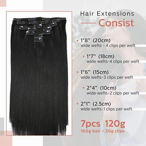 Clip In Human Hair Extensions Thicken Double Weft 9A Brazilian Hair 7pcs