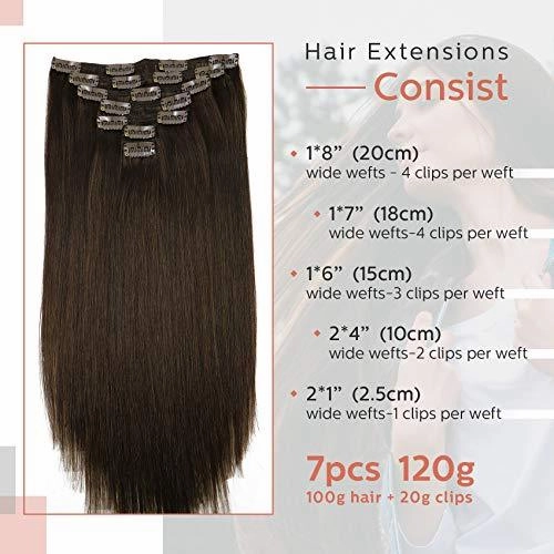 Clip In Human Hair Extensions Thicken Double Weft 9A Brazilian Hair 7pcs