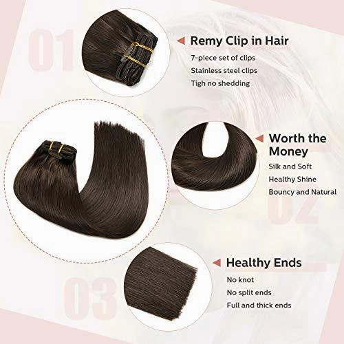 Clip In Human Hair Extensions Thicken Double Weft 9A Brazilian Hair 7pcs