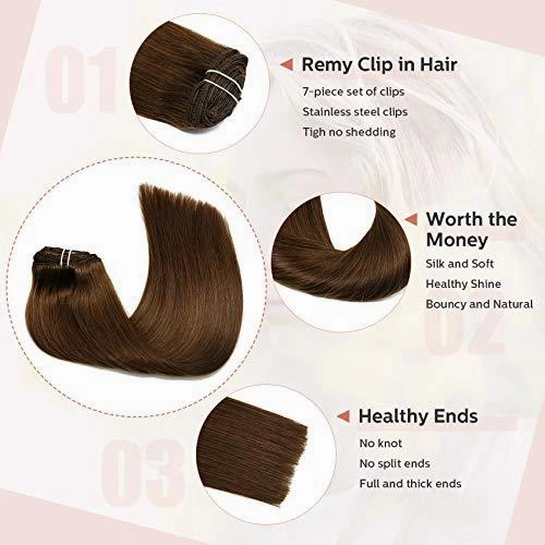 Clip In Human Hair Extensions Thicken Double Weft 9A Brazilian Hair 7pcs