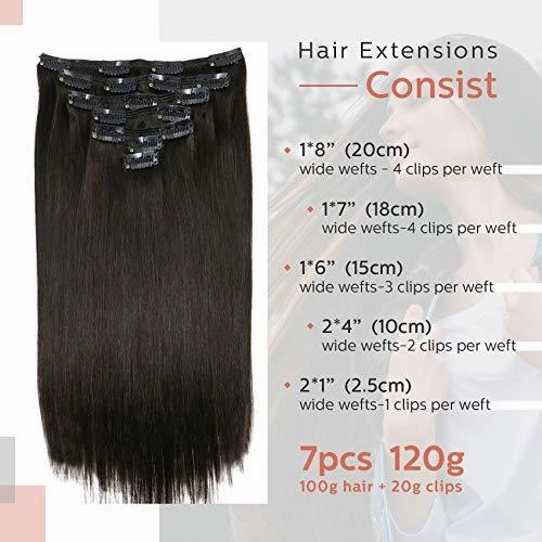 Clip In Human Hair Extensions Thicken Double Weft 9A Brazilian Hair 7pcs