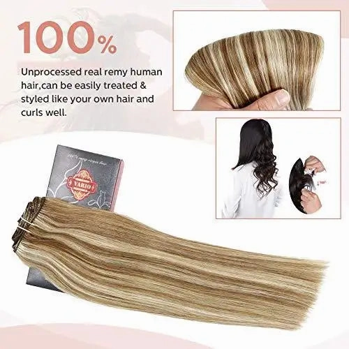 Clip In Human Hair Extensions Thicken Double Weft 9A Brazilian Hair 7pcs