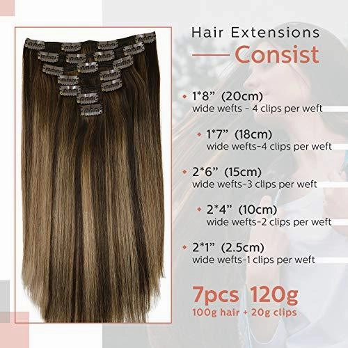 Clip In Human Hair Extensions Thicken Double Weft 9A Brazilian Hair 7pcs