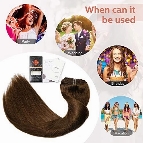 Clip In Human Hair Extensions Thicken Double Weft 9A Brazilian Hair 7pcs