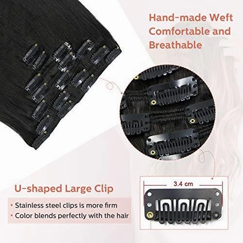 Clip In Human Hair Extensions Thicken Double Weft 9A Brazilian Hair 7pcs